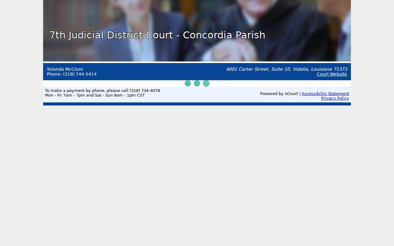 Concordia Parish probation payment portal contact and fields for municipal warrant questions