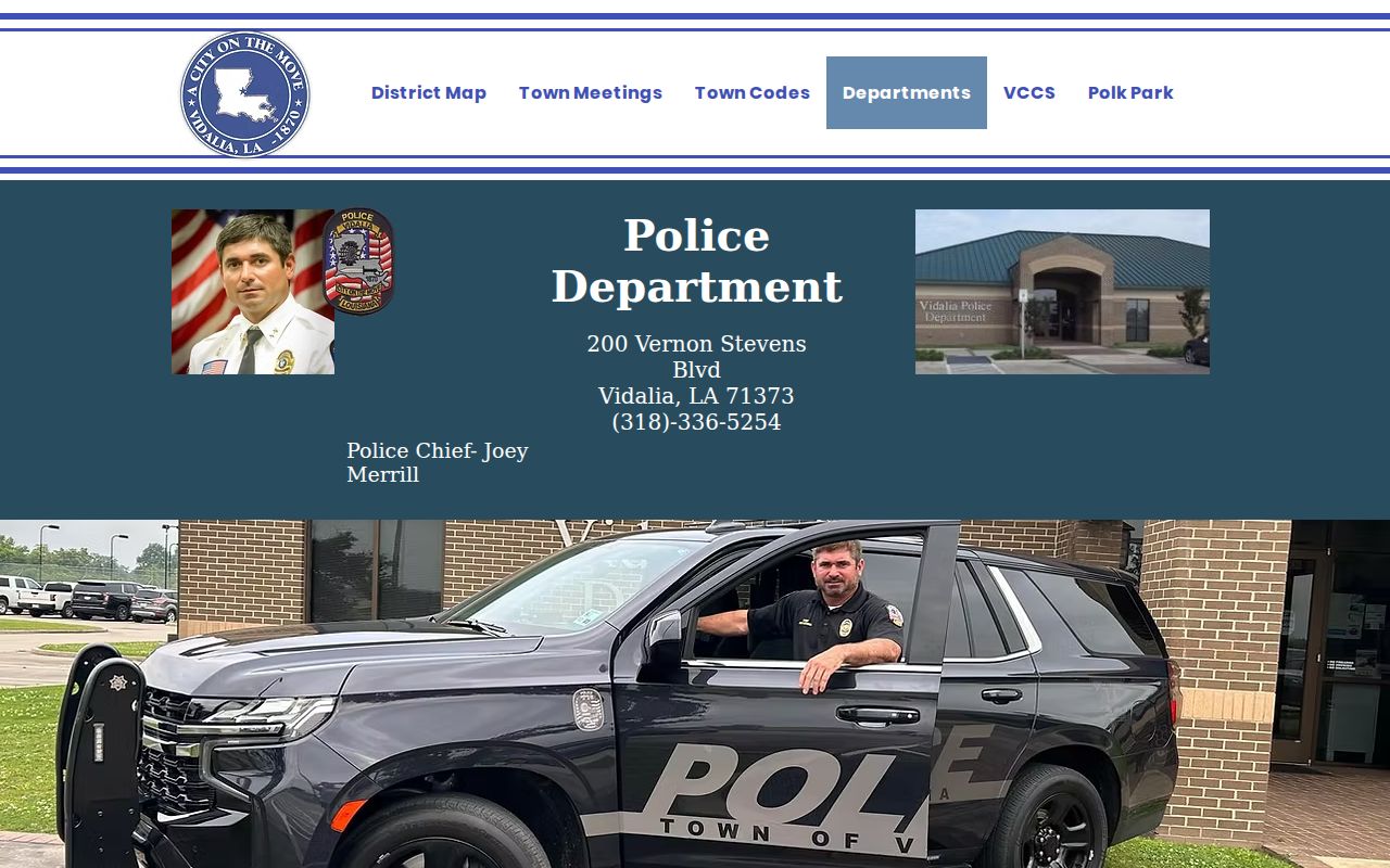 Vidalia Police Department official contact page for city warrant records