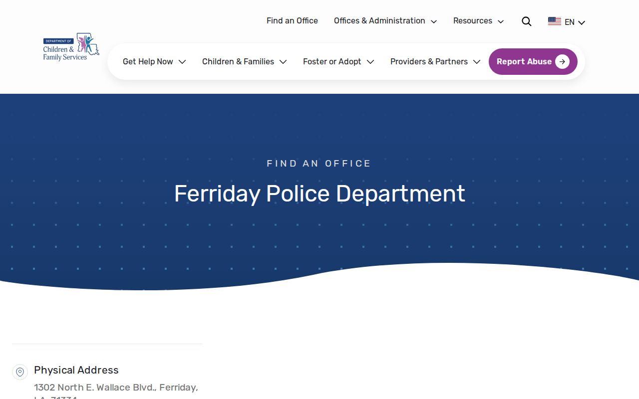 State directory entry for the Ferriday Police Department and Ferriday warrant records